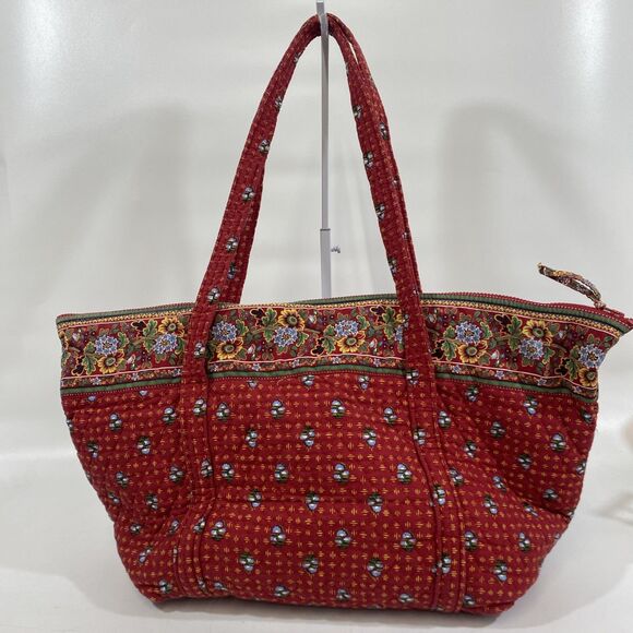 Vera Bradley Large Tote Shoulder Zip Travel Bag Red Provincial 22” X 12” - Picture 5 of 12